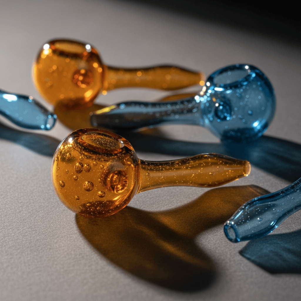 Premium glass pipes displayed with detailed craftsmanship
