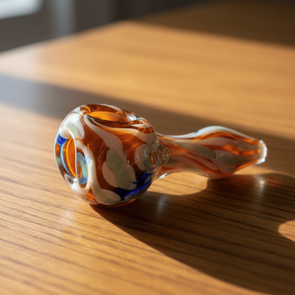 Hand-blown glass pipe detail